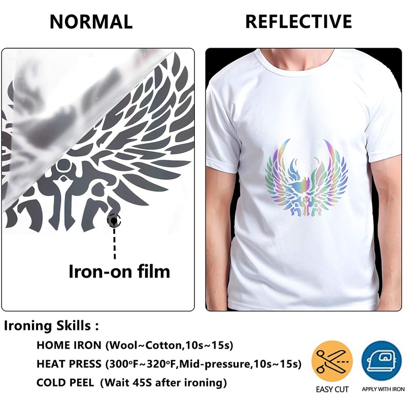 HTVVETUR Reflective Rainbow HTV Heat Transfer Vinyl Roll 12 Inch