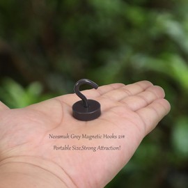 Neosmuk Magnetic Hooks, Cruise Ship Essentials, 40lb+ Heavy Duty Magnetic Hooks for Cruise Cabins, Refrigerator, Grill, Hanging, and Travel | Extra Strong Must-Haves Magnet Hook,Grey,Pack of 20