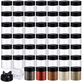 Yiyiring 50 Pack 4 oz Spice Jars Plastic Clear Empty Bottles with Shaker Lids Bulk Reusable Seasoning Containers for Herbs Spices Powders Glitter