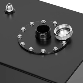 MOTORHOT 17 Gallon 65L Top Feed Fuel Cell Universal Aluminum Polished Racing Street Drifting Fuel Cell Gas Tank with Level Sensor and Quick Release Fuel Cap Black