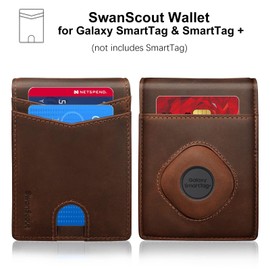 SwanScout Wallet for SmartTag & SmartTag+ Plus, Money Clip Version, RFID Blocking Genuine Leather Bifold Wallet with Gift Box (Not Include Tracker)
