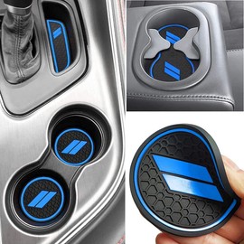 Auprite 11Pcs Anti-Dust Mats for 2015-2023 Challenger Accessories,Cup Holder Liners Mats Door Pocket Center Console Liners for Dodge Challenger 2015-2023(Blue)