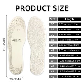 2 Pairs of Wool Insoles, Tailored Sizes, Lambskin Insoles, Warm Lambskin Sole, Warm Shoe Insoles, Thermal Insoles for Men and Women, Soft Heat Insoles Shoe Insoles