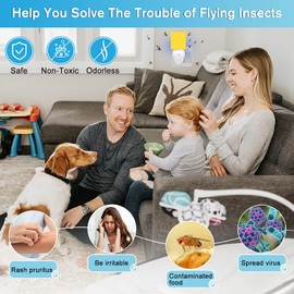 Trap Plug-in, 2023 Upgrade Plug-in Bug Catcher Mosquito Fruit Fly Trap Gnat Killer Indoor, Safe Non-Toxic UV Night Light Fly Trap with Sticky Trap for Flies, Gnats, Moths (1 Pack, White)