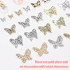 Butterfly Nail Pendants, 22 Pieces Mixed 3D Metal Butterfly Nail