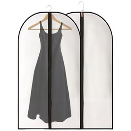 Pack of 2 Garment Bags, Suit 60 x 140 cm, Waterproof and Mothproof Garment Bags with Zip, Transparent Garment Covers Used for Storing Wardrobes