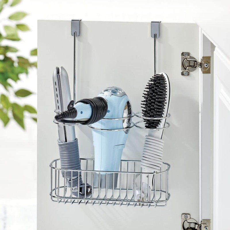 mDesign Over-Cabinet Hair Care Tools Holder for Hair Dryer, Flat