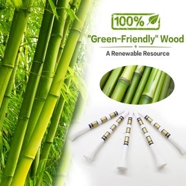 FINGER TEN Golf Tees Wood 3 1/4 2 3/4 Inch Wooden Bamboo 50/120 Count, Durable Biodegradable Colored Bulk Tee 70mm 83mm (White&Gold, 2 3/4 Inch(50 Pack))