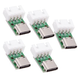 NFHK 5 Pack USB C DIY Connector, Pitch 2.54mm 4Pin to USB 2.0 Type C Female Socket Port Repair Replacement Solder Adapter with Wafer Socket