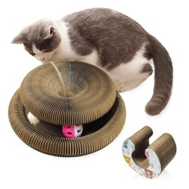 Magic Organ Cat Toy, 1PC Magic Organ Cat Scratching Board, Magic Organ Cat Scratch Board Cat Toy with Bell Cat Grinding Claw, Foldable Magnetic Corrugated Paper Circular (Classic, Count, 1)