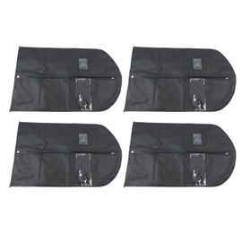 4pcs Garment Bags Waterproof Dustproof Thickened Suit Bag with Transparent Window for Storage Travel Black 100x60cm/39.4x23.6in