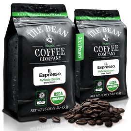 The Bean Organic Coffee Co. Il Espresso, Dark Roast, Whole Bean, 2 x 1 lb