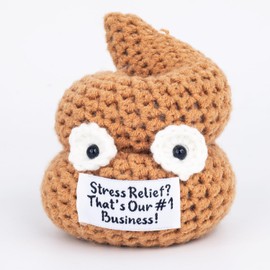 Positive Crochet Poop - Cute Stress Relief Toy - Poo Gag Gifts for Men, Women, Kids, Funny Gift for Adults, Dad, Friends, Brother - White Elephant Gifts for Adult, Funny Stocking Stuffers for Men