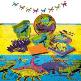 Fun Express 164 Pc. Bright Dino Party Disposable Tableware Kit for 24 Guests