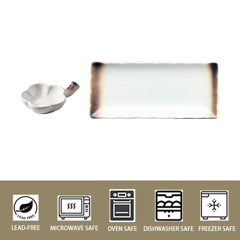 FYUEROPA 12 Pcs Sushi Plates with Sauce dish and Chopsticks,