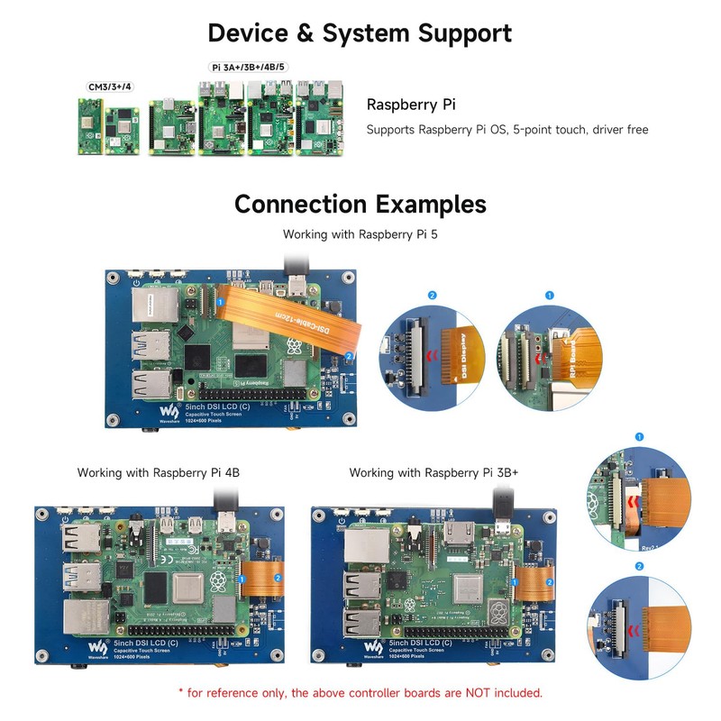Waveshare 5 inch Capacitive Touch Display with Stand for Raspberry