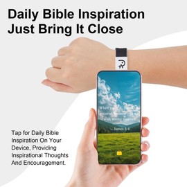 Meajjew Daily Bible Verse Bracelet, Christian Bracelet for Women Men, Christian Jesus Gifts Wristband Black