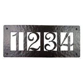 Rustic Custom Hammered Wrought Iron Address Plaque Horizontal APH24 (4number) (Bronze)