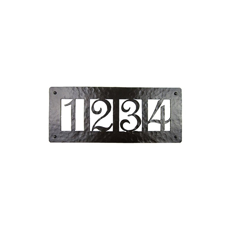 Rustic Custom Hammered Wrought Iron Address Plaque Horizontal APH24 (4number)