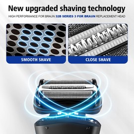 Series 3 32B Replacement Head, Series 3 Electric Shaver Replacement Head Blades for Braun S3 Foil & Cutter Razor Heads, Applicable for Braun S3 3040s 3010s 310s 3000s 3050cc 3080s 390cc Etc 1pack