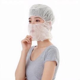 10 Pack Disposable Bouffant Hoods - Full Coverage Face, Hair, and Beard Protection Caps for Food Service, Catering, and Cleanroom Use
