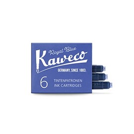 Kaweco Fountain Pen Ink Cartridges Royal Blue Pack of 6 | Premium Ink with Short Standard Cartridges in Blue | Vegan Cruelty Free Water Soluble Calligraphy Lettering Writing