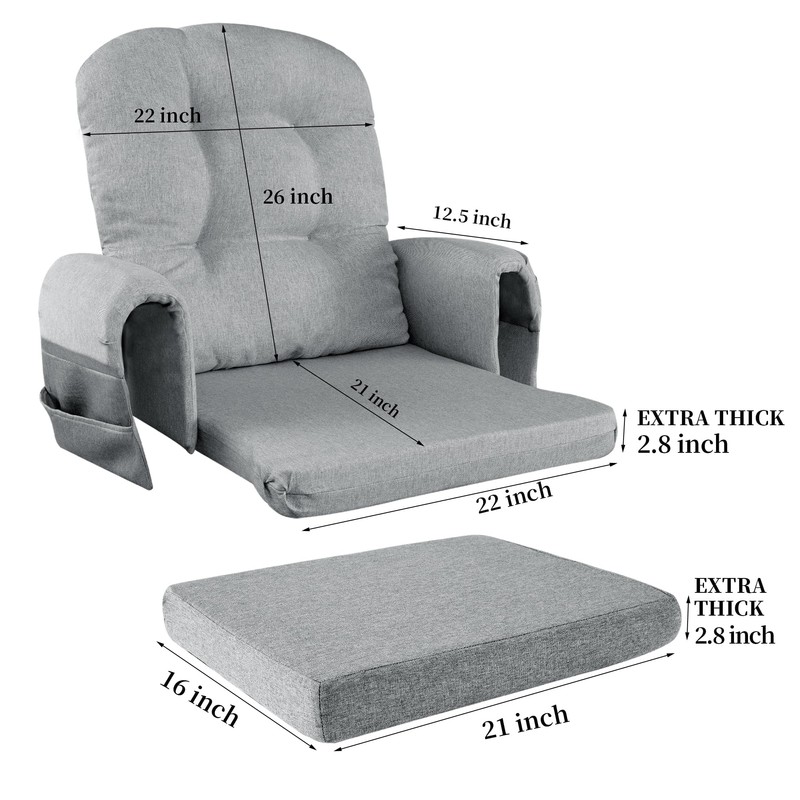HOMBYS Glider Rocker Replacement Cushions with Storage Side Pocket,Linen-Like Fabric,