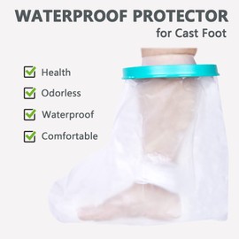 yeloumiss Cast Cover Foot for Shower Adult Waterproof Ankle Cast Protector Reusable Shower Bag for Toe, Ankle, Foot, Leg to Keep Casts and Bandages Dry