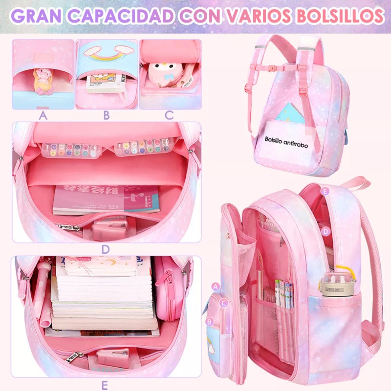 Nasa Mochilas Escolares Para Niñas De Primaria, 7 Piezas Gran