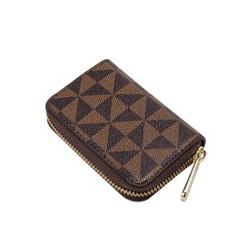 RFID Credit Card Holder for Women Small Wallets Ladies 9 Card Slots Cute Pattern Keychain Organizer Black Blocking Zipper Fun Purse Minimalist Girls Cash Change Card Case, Windmill coffee, Minimalist