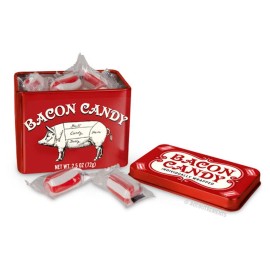 Accoutrements Bacon Flavored Hard Candy in Collectible Tin 2.5 Ounce Unique Gift Idea