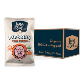 LesserEvil No Cheese Cheesiness Organic Popcorn, Premium Quality, Minimally Processed, No Vegetable Oil, 4.6 Oz, Pack of 3.