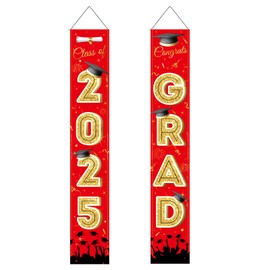 Graduation Door Banner 2025, Congrats Grad Porch Signs Class of 2025 for Door Decor, College High School Graduations Party Supplies Decorations