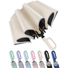 Seniny Travel Umbrella with Carabiner Handle, Automatic Windproof Large Umbrellas for Rain, Portable Compact Umbrella with Reflective Strip, Car Backpack UV Umbrellas for Sun Protection