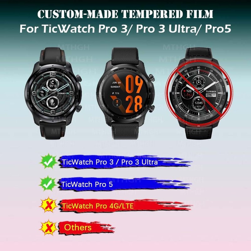 MTHGH Protector de pantalla para TicWatch Pro 5/ Pro 3/
