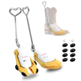 HugList Shoe Stretcher Set for Men - Adjustable Width & Height Boot Stretcher, Cowboy Boot Widener Expander, High Instep & Toe Box Expander with Bunion Plugs & Deodorant Balls, Size 7.5-13, Yellow