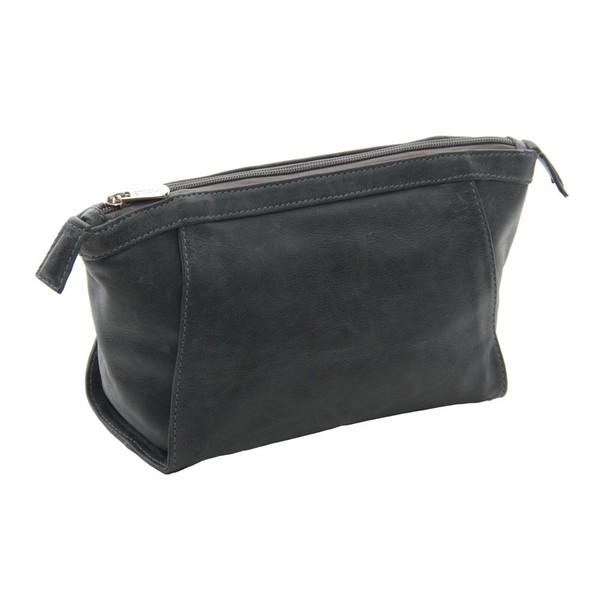 Piel Leather Zippered Travel Kit, Charcoal, One Size