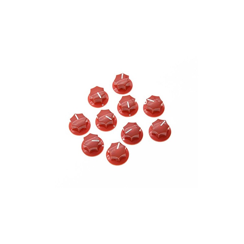 KAISH 10pcs Red Mini MXR Style Skirted AMP Knob Brass