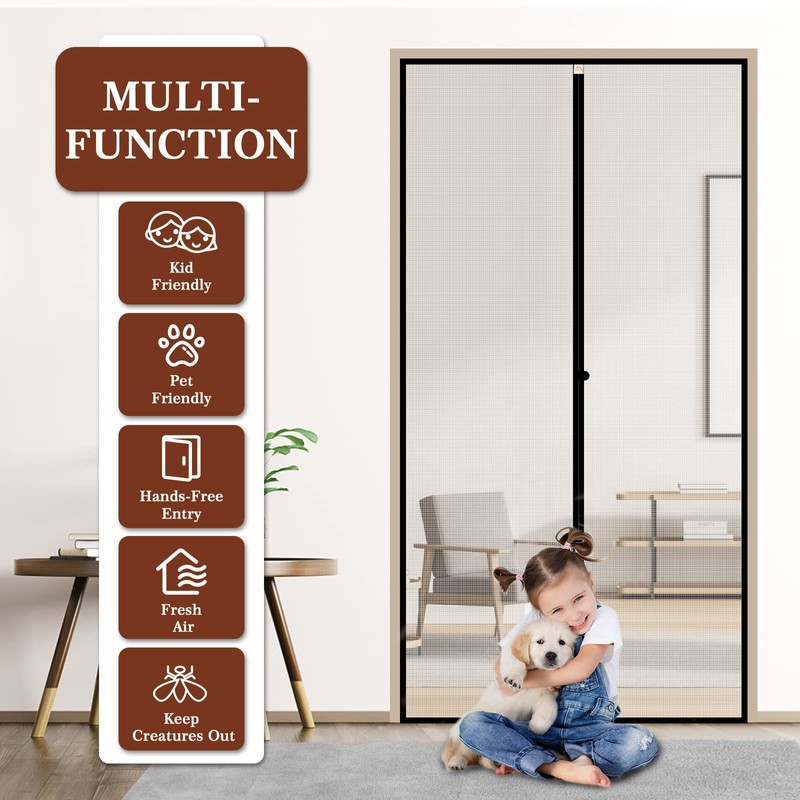 Yotache Magnetic Screen Door Fits Door Size 34 x 96,