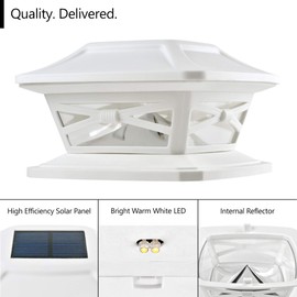 Davinci Lighting Flexfit Solar Outdoor Post Cap Lights - Includes Bases for 4x4 5x5 6x6 Wooden Posts - Bright LED Light - Pearl White (2 Pack)