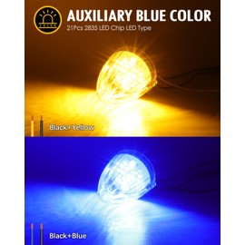 Partsam Cab Light, 5Pc 21 LED Dual Color Torpedo Cab Marker Roof Running Top Light, Waterproof Heavy Duty International Truck Replacement, for Kenworth/Peterbilt/Freightliner/Mack (Amber/Blue)