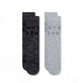 PKWY by Dwyane Wade 2 Pairs Classic Fit Gray Iconic Crew Socks Size L 6-12 LOGO