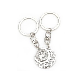 MUCOOS Set of 2 Key Chains, Lucky Charm for Women, Couple Gifts, Birthday Gifts for Friends, Cute Small Gifts for Women, silver
