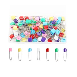 84Pcs Plastic Safety Pins, BetterJonny 2 Inch Assorted Color Head Safety Pins Locking Baby Cloth Diaper Nappy Pins for Quilting Locking Stitch Markers