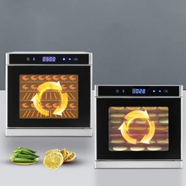 Food Dehydrators for Food and Jerky, Fruit, Veggies, Meat, Dog Treats, Herbs, Durable Food-grade Stainless Steel Freeze Dryer with 24H Adjustable Digital Timer, 95ºF-167ºF Temp Control, 110V/700W, Safety Over Heat Protection (6 Trays)