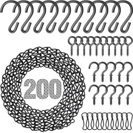 garini Hanging Basket Chain,200 Inch Metal Black Hanging Chain with S Hooks for Hanging Plants, Photo, Lantern, Billboards and Planters | garini