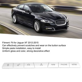 Pack of 7 Multimedia Panel Button Cover Stickers Silver Aluminium Alloy Dash Button Repair Kit Suitable for Jaguar XF 2012 to 2015