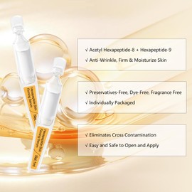 BACHERI Anti-Aging Serum with Acetyl Hexapeptide-8, Hexapeptide-9，Hyaluronic Acid - Moisturizing, Hydrating And Antioxidant for Fine Lines, 30 Pcs/Box Soft Ampoules