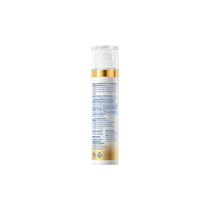 Fluido NIVEA Luminous Antimanchas Cellular Fps50 40ml Tipo de piel