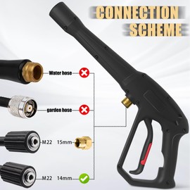 Pressure Washer Spray Gun, for Ryobi Pressure Washer Gun, with Jet Wand and 5 Spray Nozzles
